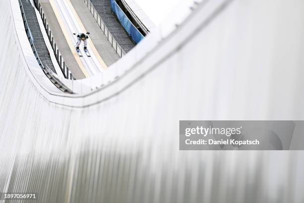 Philipp Raimund of Germany jumps in the trial run of the FIS World Cup Ski Jumping Four Hills Tournament Men Garmisch Individual HS142 on December...