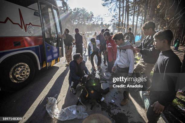 View of the scene after explosions leaving at least 73 feared dead in explosions near slain Gen. Qassem Soleimani's tomb, in Kerman City, Iran on...