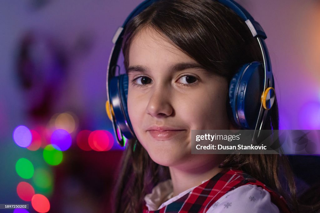 Young Girl Listening to Music