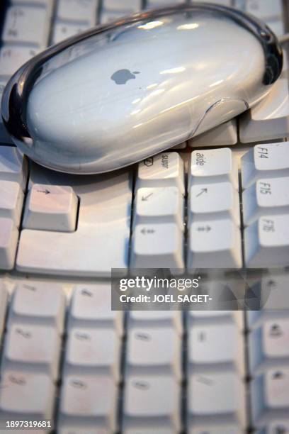 Photo prise le 20 septembre 2005 d'une souris posée sur un clavier d'ordinateur. Jadis pataude et difficile à manier, la souris informatique, qui...
