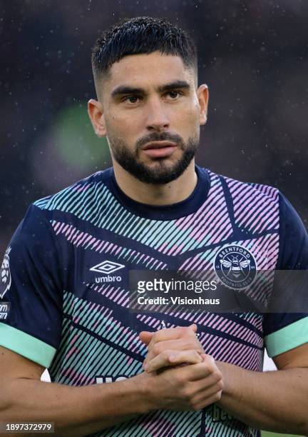 Neal Maupay of Brentford lines up before the Premier League match between Sheffield United and Brentford FC at Bramall Lane on December 9, 2023 in...