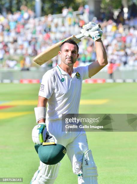 Dean Elgar of South Africa walks off after being dismissed for the final time during day 1 of the 2nd Test match between South Africa and India at...