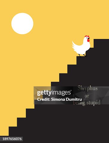 Conceptual illustration about sisyphus being stupid Conceptual illustration about sisyphus being stupid
