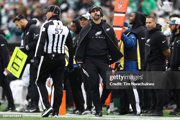 Philadelphia Eagles head coach Nick Sirianni looks on during the second quarter against the Arizona Cardinals at Lincoln Financial Field on December...