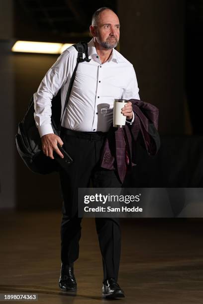 Head coach Pete DeBoer of the Dallas Stars arrives before a game against the Chicago Blackhawks at American Airlines Center on December 31, 2023 in...