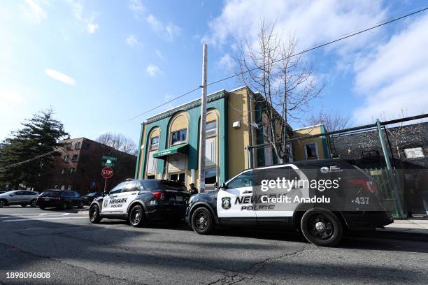 Police take security measures after after Imam Hassan Sharif was shot early Wednesday morning outside of a mosque in Newark, New Jersey, United...