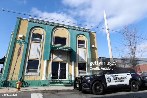 Police take security measures after after Imam Hassan Sharif was shot early Wednesday morning outside of a mosque in Newark, New Jersey, United...