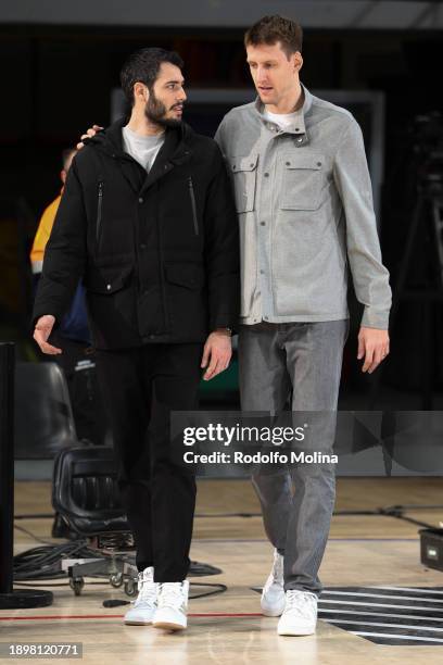 Alex Abrines, #21 of FC Barcelona and Jan Veselj, #6 arriving to the arena prior the Turkish Airlines EuroLeague Regular Season Round 18 match...