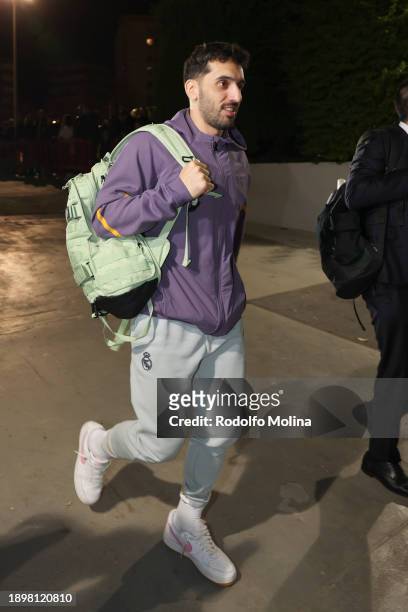 Facundo Campazzo, #7 of Real Madrid arriving to the arena prior the Turkish Airlines EuroLeague Regular Season Round 18 match between FC Barcelona...