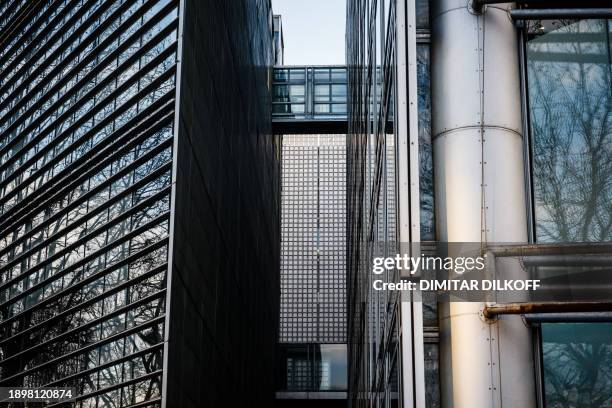 This photograph taken in Paris on January 3 shows a detail of the building of the 'Institut du Monde Arabe' designed by the French architecture...