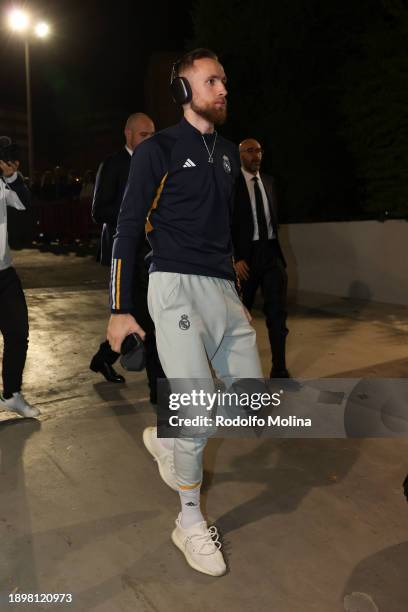 Dzanan Musa, #31 of Real Madrid arriving to the arena prior the Turkish Airlines EuroLeague Regular Season Round 18 match between FC Barcelona and...