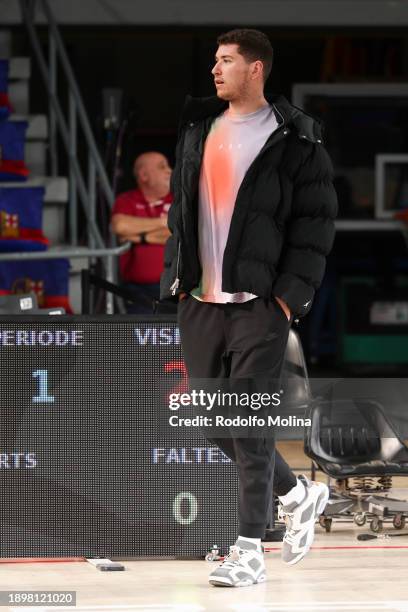 Joel Parra, #44 of FC Barcelona arriving to the arena prior the Turkish Airlines EuroLeague Regular Season Round 18 match between FC Barcelona and...