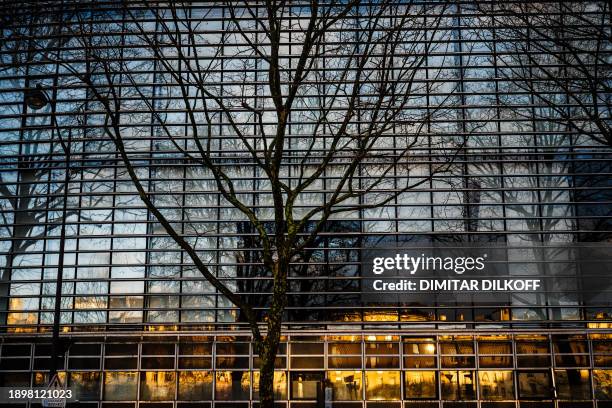 This photograph taken in Paris on January 3 shows a detail of the building of the 'Institut du Monde Arabe' designed by the French architecture...