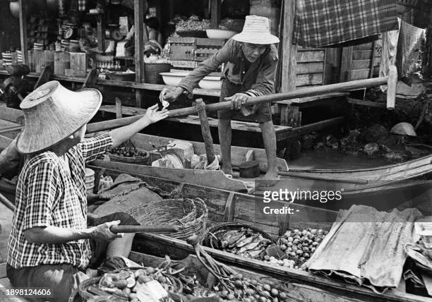 Picture taken in March 1971 showing the Bangkok floating market.