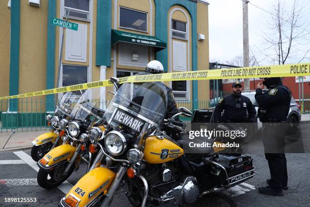 Police take security measures after Imam Hassan Sharif was shot early Wednesday morning outside of a mosque in Newark, New Jersey, United States on...