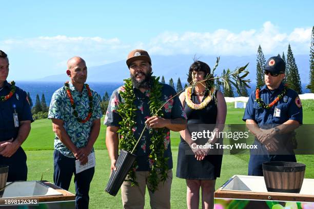 First responders from Napili and Lahaina Fire Stations take part in the Tree Planting Ceremony prior to The Sentry at The Plantation Course at...