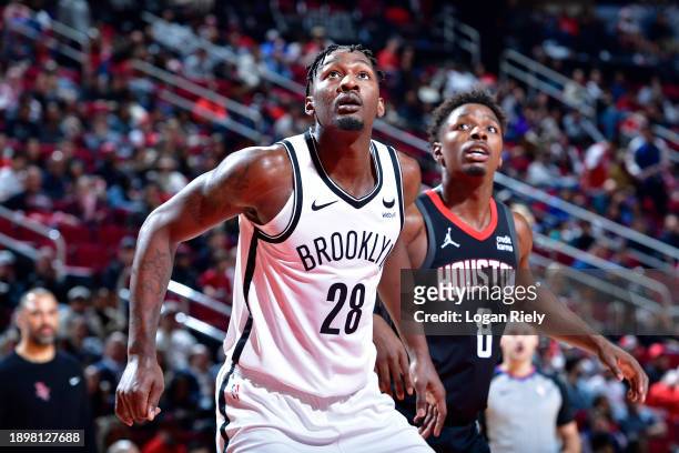 Dorian Finney-Smith of the Brooklyn Nets waits for a rebound during the game against the Houston Rockets on January 3, 2024 at the Toyota Center in...