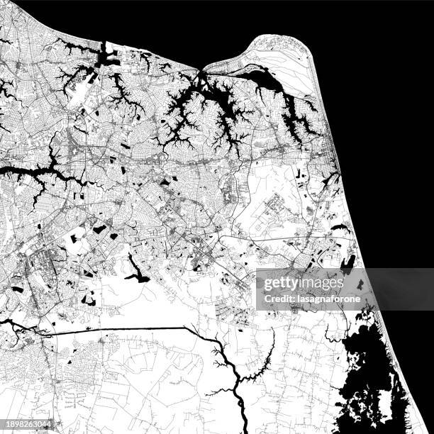 virginia beach, virginia, usa vector map - backdrop projection of beach stock illustrations