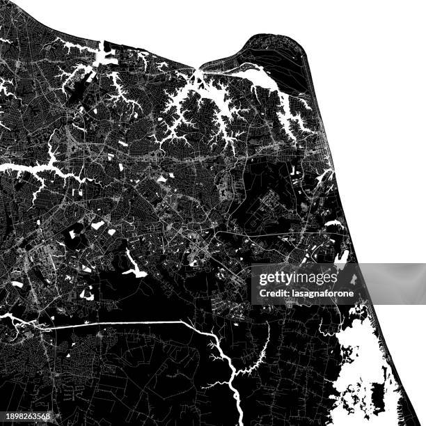 virginia beach, virginia, usa vector map - backdrop projection of beach stock illustrations