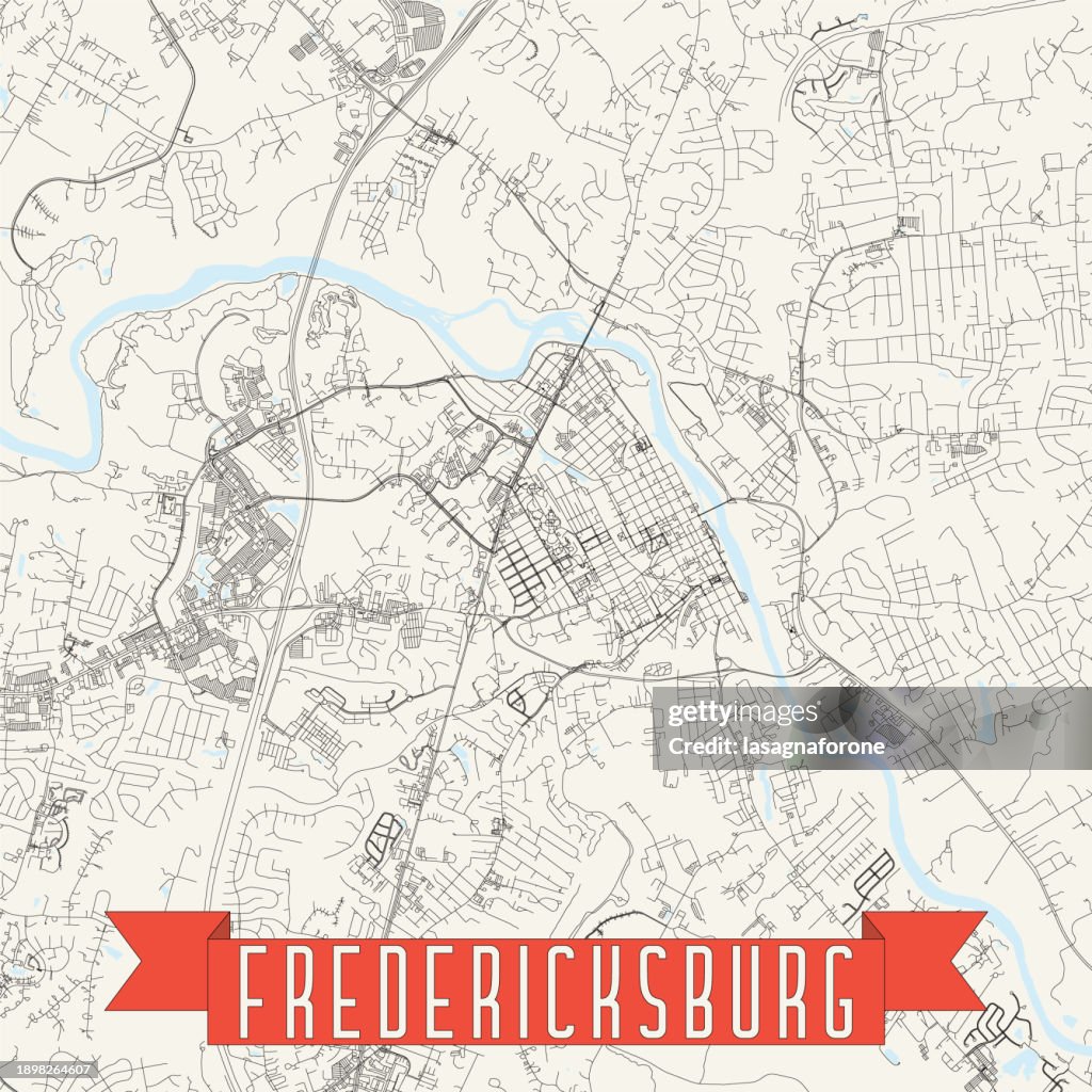 Fredericksburg, Virginia, USA Vector Map