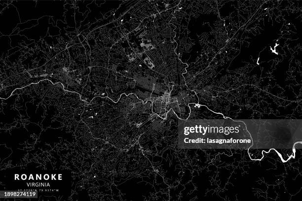 roanoke, virginia, usa vector map - location tracking stock illustrations