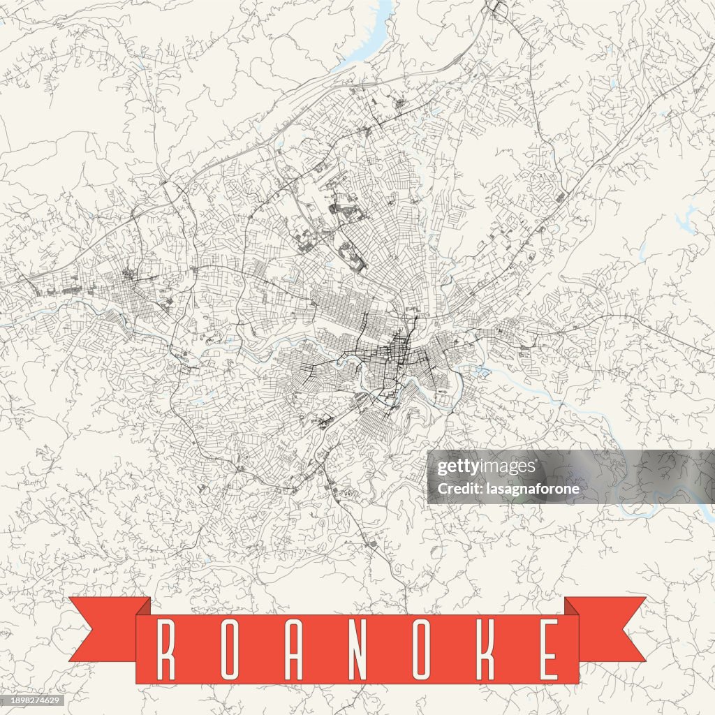 Roanoke, Virginia, USA Vector Map