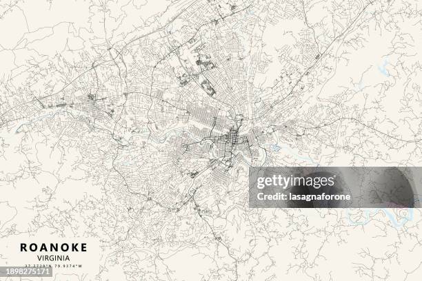 roanoke, virginia, usa vector map - street map stock illustrations