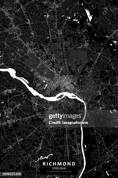 richmond, virginia, usa vector map - james river stock illustrations