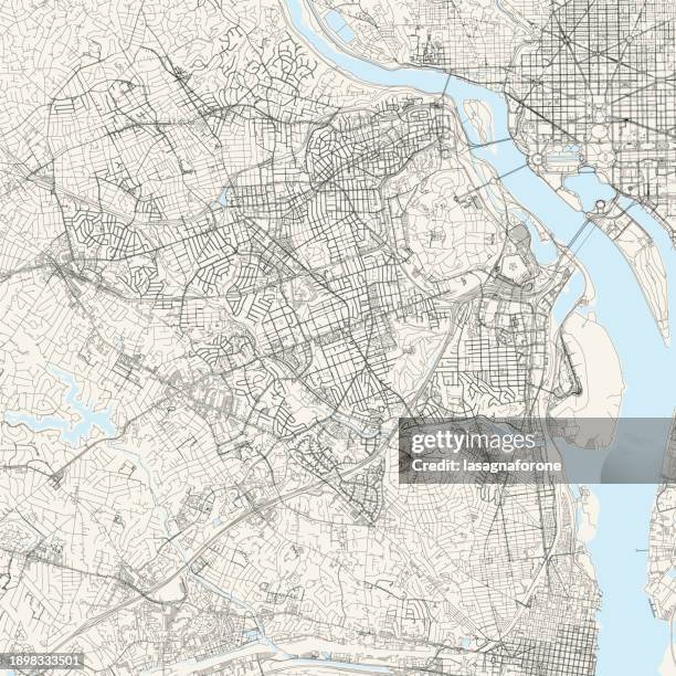 arlington, virginia, usa vector map - inset map stock illustrations