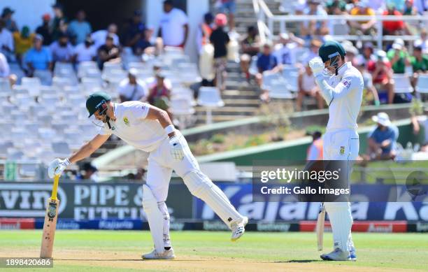 Aiden Markram and Marco Jansen of South Africa in action during day 2 of the 2nd Test match between South Africa and India at Newlands Cricket Ground...