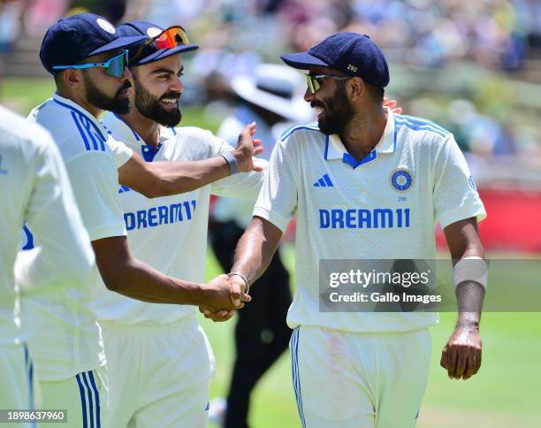 Jasprit Bumrah of India walks off after taking 5 wicket during day 2 of the 2nd Test match between South Africa and India at Newlands Cricket Ground...
