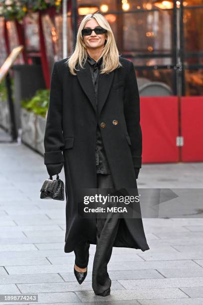 Ashley Roberts leaves Global Studios on January 4, 2024 in London, United Kingdom.