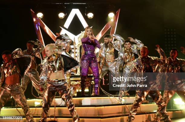 Puerto Rican Ivy Queen performs on Dick Clark’s New Year’s Rockin’ Eve 2024 with Ryan Seacrest 2024 during the show’s third-ever Spanish countdown,...