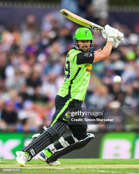 Alex Ross of the Thunder batsduring the BBL match between Hobart Hurricanes and Sydney Thunder at Blundstone Arena, on January 01 in Hobart,...