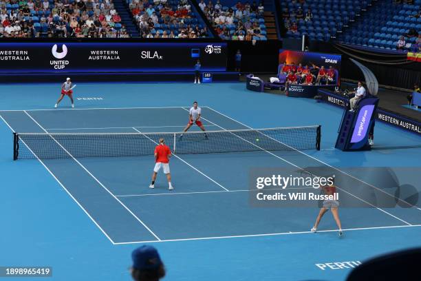 General view of play in the mixed doubles match against Iga Świątek and Hubert Hurkacz of Team Poland during day four of the 2024 United Cup at RAC...