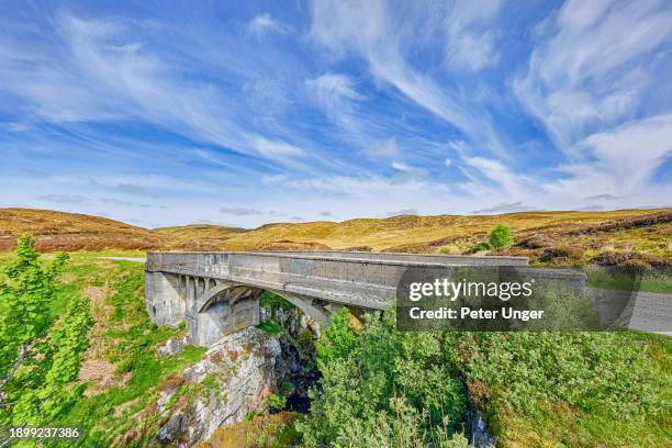 the bridge to nowhere at the very end of the road on the northeast side of lewis, the bridge was named the bridge to nowhere as there is no road beyond this point, isle of lewis, scotland, uk - beyond stock pictures, royalty-free photos & images