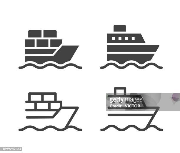 ship and boat - illustration icons - amphibious vehicle stock illustrations