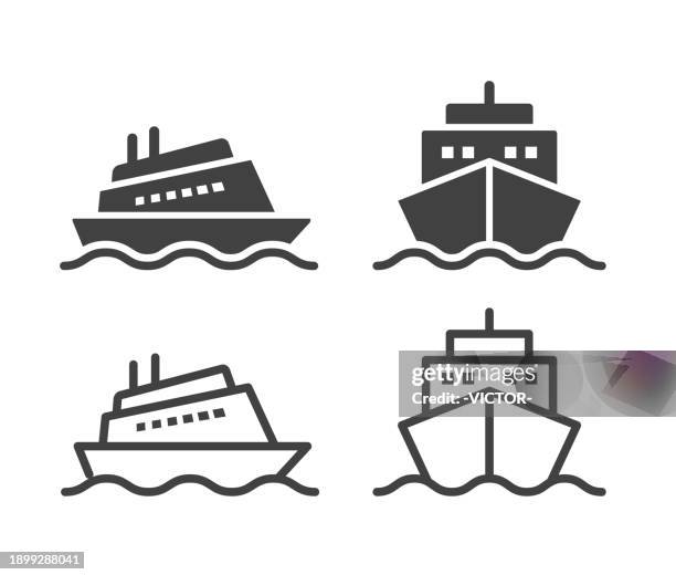ilustrações de stock, clip art, desenhos animados e ícones de ship and boat - illustration icons - navio de passageiros