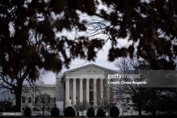 View of the U.S. Supreme Court on Thursday morning January 4, 2024 in Washington, DC. Former President Donald Trump has petitioned the U.S. Supreme...