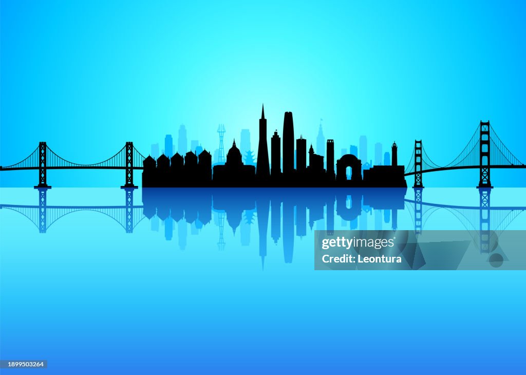 Silhouette der Skyline von San Francisco (Alle Gebäude sind vollständig und beweglich)