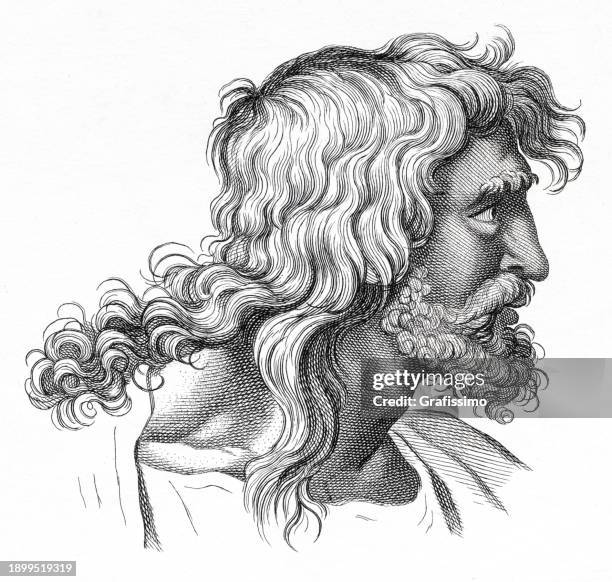 zeichnung des menschlichen kopfes skizze nach dem stich von raffael 1722 - moses religiöse figur stock-grafiken, -clipart, -cartoons und -symbole