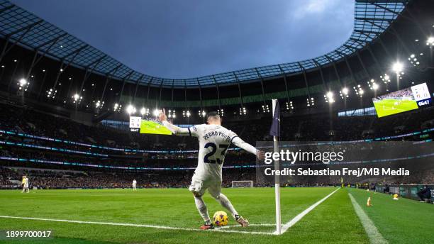 Pedro Porro of Tottenham Hotspur Legacy take a corner kick during the Premier League match between Tottenham Hotspur and AFC Bournemouth at Tottenham...