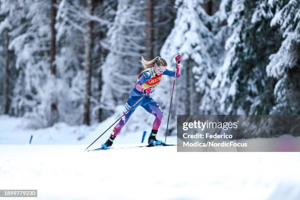 Jessie Diggins of Usa competes in the 20 Km Pursuit Free on January 1, 2024 in Toblach Hochpustertal, Italy.