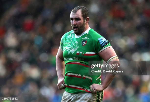 James Cronin of Leicester Tigers looks on during the Gallagher Premiership Rugby match between Leicester Tigers and Bath Rugby at Mattioli Woods...