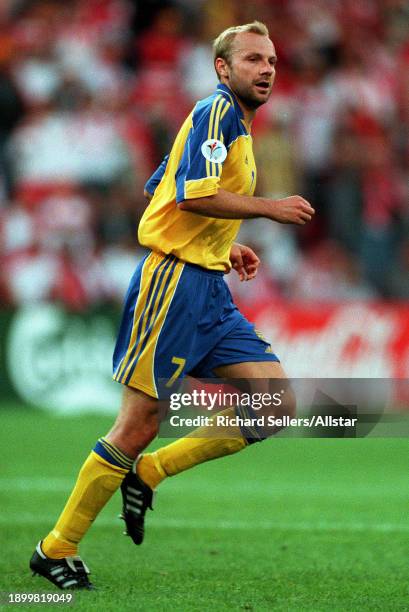 June 15: Hakan Mild of Sweden running during the UEFA Euro 2000 Group B match between Sweden and Turkey at Philips Stadion on June 15, 2000 in...