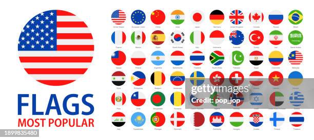 stockillustraties, clipart, cartoons en iconen met flags of the world - vector round flat icons - most popular flags - duitse vlag
