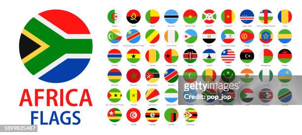africa all flags - vector round flat icons of national flags - cameroon stock illustrations