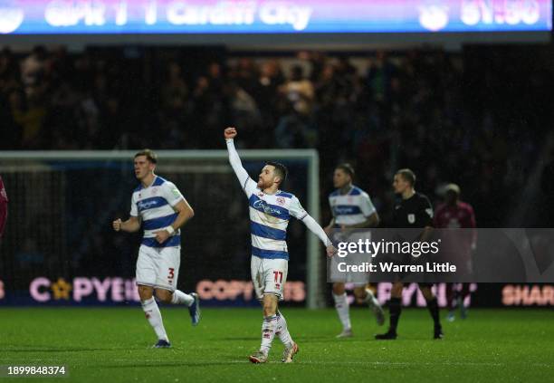 Paul Smyth of Queens Park Rangers celebrates scoring a goal during the Sky Bet Championship match between Queens Park Rangers and Cardiff City at...