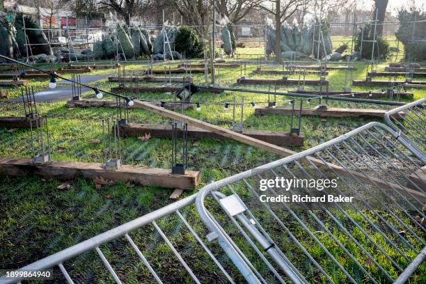 Christmas tree business remains closed after the festive season, a licensed retailer's space in Brockwell Park in Herne Hill, on 3rd January 2024, in...