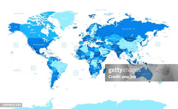 weltkarte - hochdetaillierte vektorkarte der welt. - hauptstadt stock-grafiken, -clipart, -cartoons und -symbole